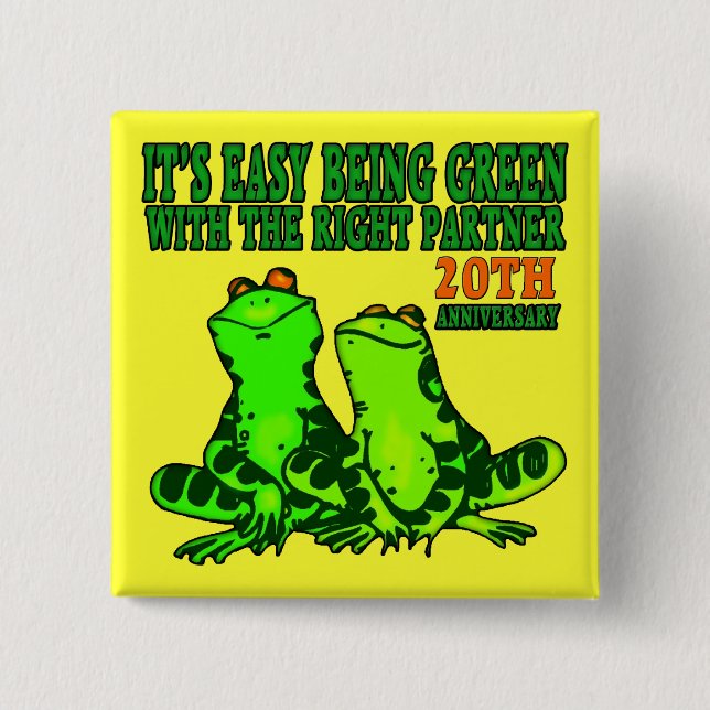 Bóton Quadrado 5.08cm 20o Botões do aniversário de casamento (Frente)