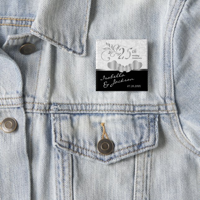 Bóton Quadrado 5.08cm 25 Silver Casamento Design (In Situ)