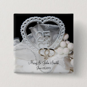 Bóton Quadrado 5.08cm 25o Aniversário de casamento