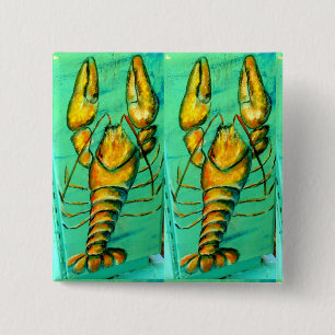 Bóton Quadrado 5.08cm 2 botão verde de lagosta