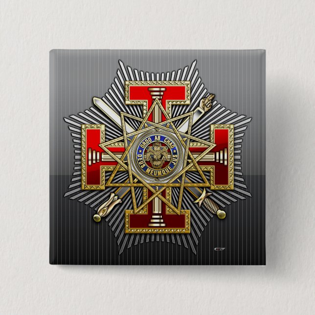 Bóton Quadrado 5.08cm 33.o grau: Grande Inspetor-Geral Soberano (Frente)