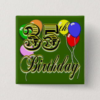Bóton Quadrado 5.08cm 35os presentes de aniversário felizes