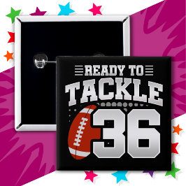 Bóton Quadrado 5.08cm 36 anos Festa Tackle de Futebol 36. Aniversário