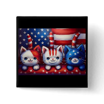 3 Gatinhos Patrióticos Com Bandeira Americana