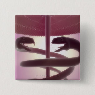 Bóton Quadrado 5.08cm 3d rendeu o caduceus médico