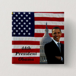 Bóton Quadrado 5.08cm 44th President Barack Obama_Button_by Elenne