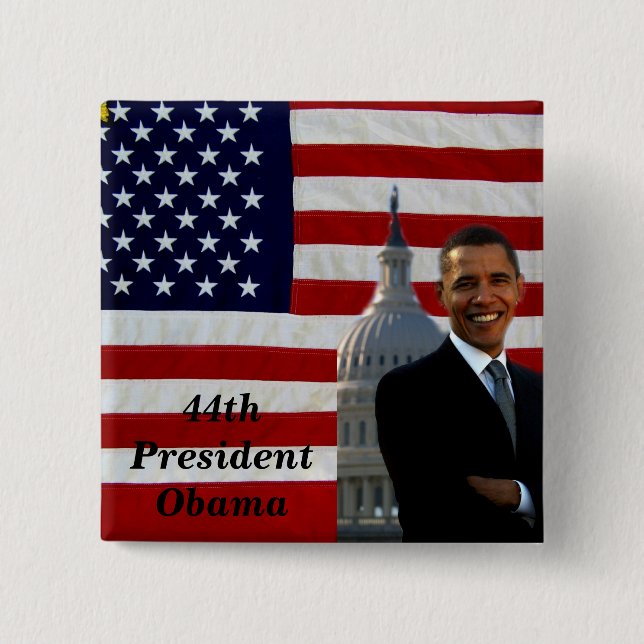 Bóton Quadrado 5.08cm 44th President Barack Obama_Button_by Elenne (Frente)