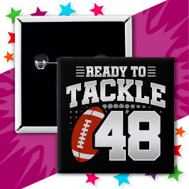 Bóton Quadrado 5.08cm 48 anos Festa Tackle de Futebol do 48º aniversário