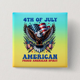 Bóton Quadrado 5.08cm 4 De Julho Águia Americana Sublimação-61001
