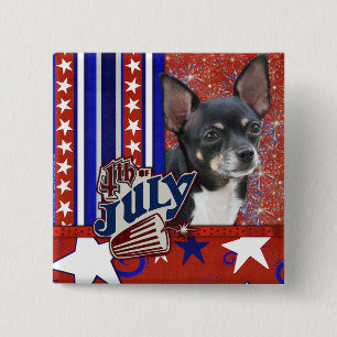 Bóton Quadrado 5.08cm 4 de julho foguete - chihuahua