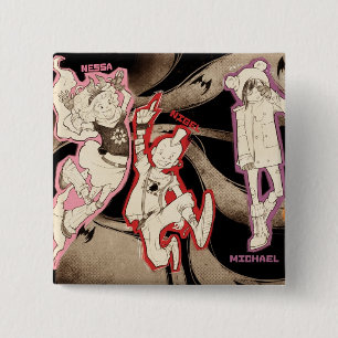 Bóton Quadrado 5.08cm 4 monstro pequenos - grupo