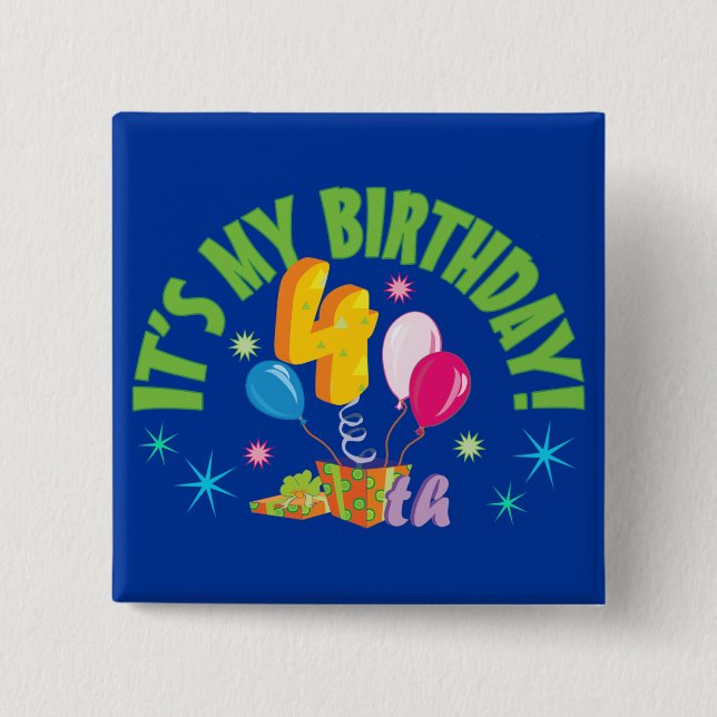 Bóton Quadrado 5.08cm 4o Aniversário (Frente)