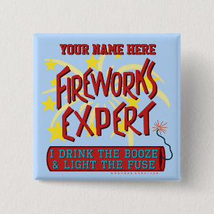 Bóton Quadrado 5.08cm 4o engraçado dos fogos-de-artifício da