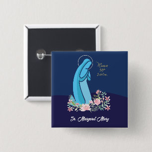 Bóton Quadrado 5.08cm 50º Aniversário da Vida Religiosa Nun Pink Flower