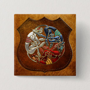 Bóton Quadrado 5.08cm [500] Arte Celta Sagrada - Três Cães