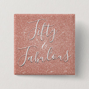 Bóton Quadrado 5.08cm 50 e o ouro cor-de-rosa fabuloso coram brilho