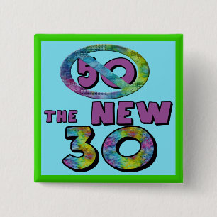 Bóton Quadrado 5.08cm 50 o botão novo de um favor de 30 aniversários