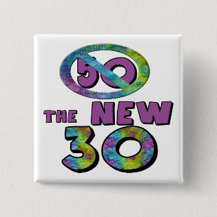 Bóton Quadrado 5.08cm 50 os 30 50th presentes de aniversário novos