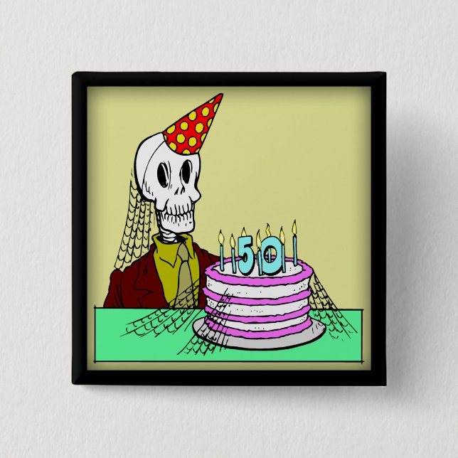 Bóton Quadrado 5.08cm 50th Botão do aniversário (Frente)