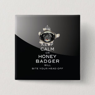 Bóton Quadrado 5.08cm [53] Manter Calma ou Mel Badger..