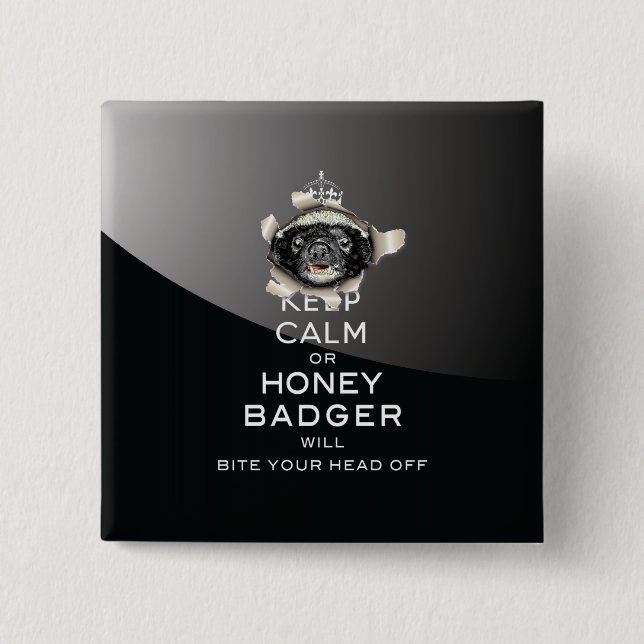 Bóton Quadrado 5.08cm [53] Manter Calma ou Mel Badger.. (Frente)