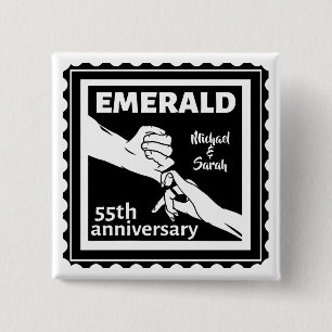 Bóton Quadrado 5.08cm 55 anos de aniversário de casamento do Emerald
