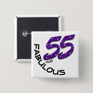 Bóton Quadrado 5.08cm 55th Brilho roxo da celebração da festa de