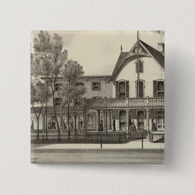 Bóton Quadrado 5.08cm 5 Avenue House, Ocean Beach, NJ (Frente)