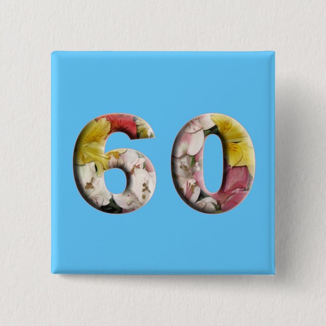 Bóton Quadrado 5.08cm 60º aniversário 60 anos marco (Frente)