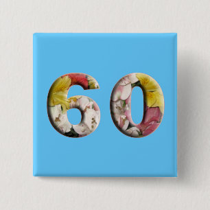Bóton Quadrado 5.08cm 60º aniversário 60 anos marco