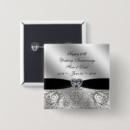 Bóton Quadrado 5.08cm 60th Botão do aniversário de casamento do diamante