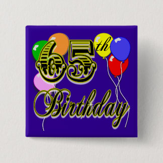 Bóton Quadrado 5.08cm 65th mercadoria feliz do aniversário