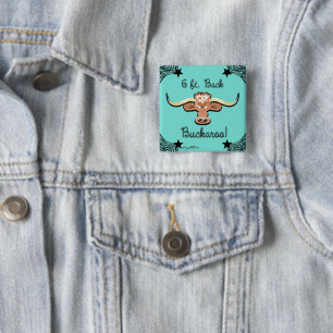 Bóton Quadrado 5.08cm 6 Pés Botão Back Buckaroo, Longhorn Steer