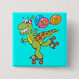 Bóton Quadrado 5.08cm 6o Dinossauro do aniversário