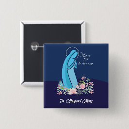 Bóton Quadrado 5.08cm 70 aniversário da vida religiosa Nun Flor Rosa