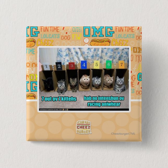 Bóton Quadrado 5.08cm 7 para fora kittehs do ov 7 (Frente)