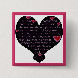 Bóton Quadrado 5.08cm 8:38 dos romanos - botão de 39 corações