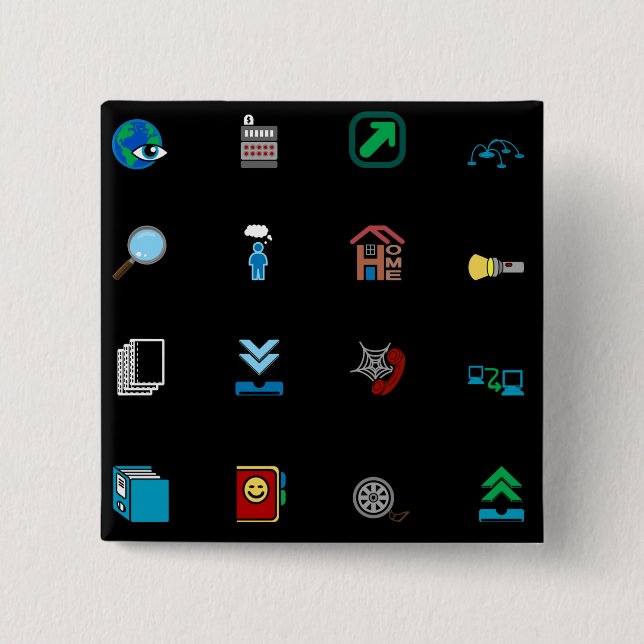 Bóton Quadrado 5.08cm 90s Retro Tech and Web Icon Pattern (Frente)