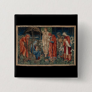 Bóton Quadrado 5.08cm A Adoração dos Magos (por Edward Burne-Jones)