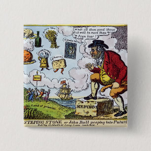 Bóton Quadrado 5.08cm A alpondra, John Bull que olha em