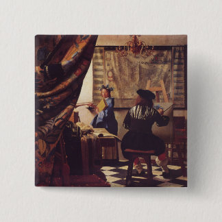 Bóton Quadrado 5.08cm A Arte da Pintura por Johannes Vermeer