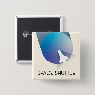 Bóton Quadrado 5.08cm A arte espacial do estilo Space Shuttle Vintage.