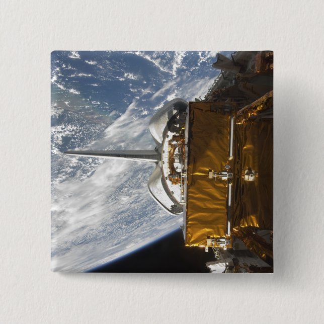 Bóton Quadrado 5.08cm A baía de carga da Space Shuttle Atlantis recuou (Frente)