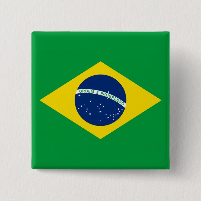 Bóton Quadrado 5.08cm A bandeira do Brasil (Frente)
