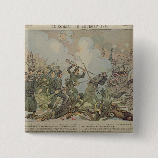 Bóton Quadrado 5.08cm A batalha de Bourget, 1887 (Frente)