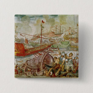 Bóton Quadrado 5.08cm A batalha de Lepanto, em outubro de 1571, 1600