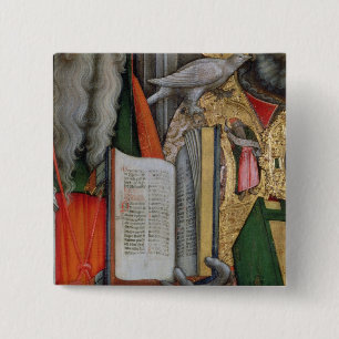 Bóton Quadrado 5.08cm A bíblia de St Jerome e a pomba de St Gregory,
