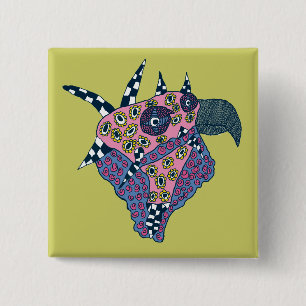 Bóton Quadrado 5.08cm A cabeça do pássaro