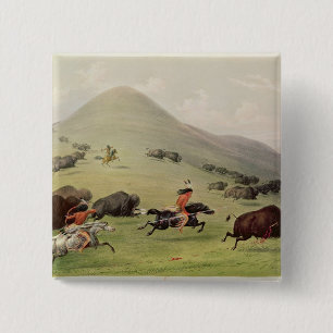 Bóton Quadrado 5.08cm A caça do búfalo, c.1832