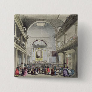 Bóton Quadrado 5.08cm A capela católico romano, campos da pensão de